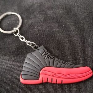 🔥Jordan 12's (blk/red w red strip) Keychain🔥